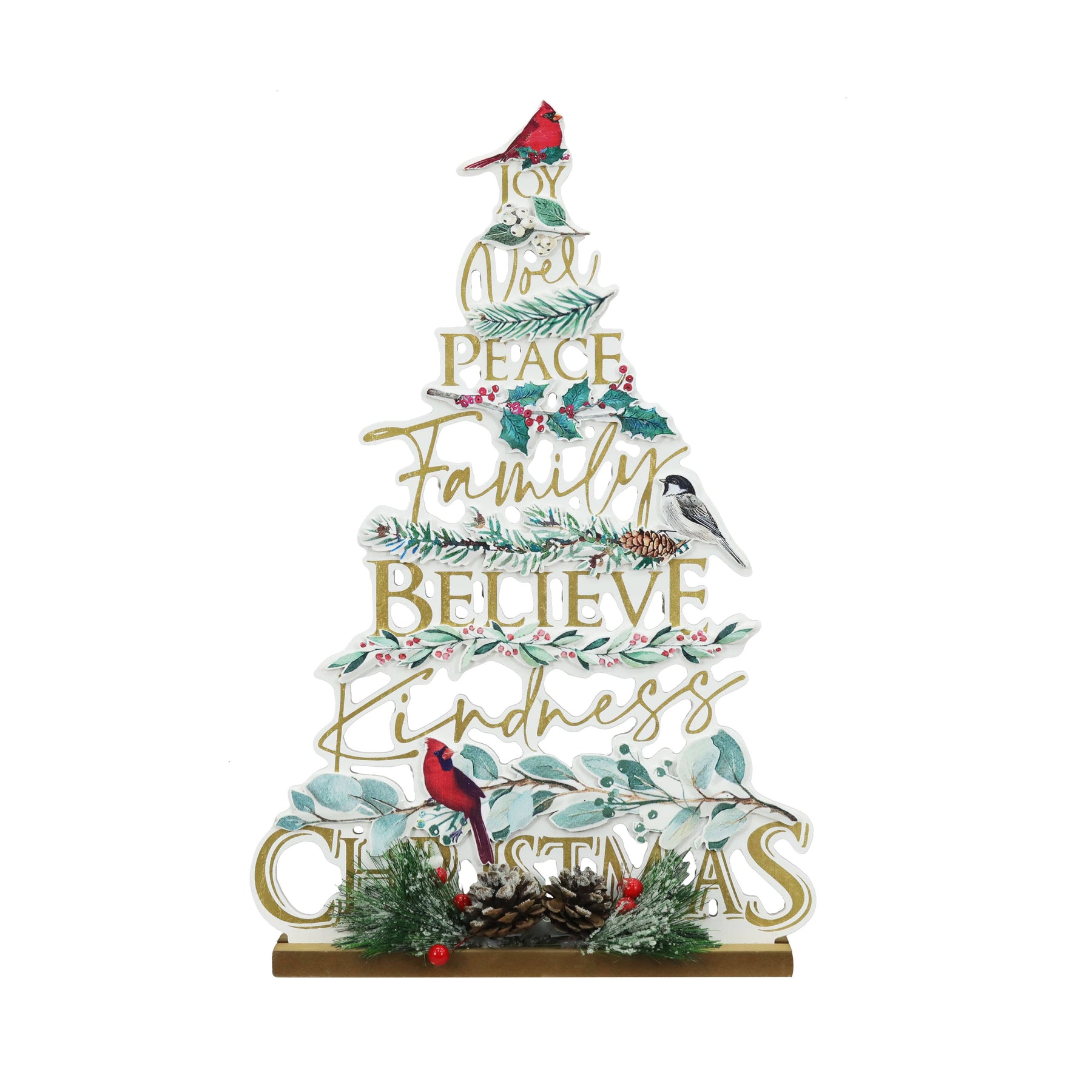 15.5" Christmas Sentiment & Cardinal Christmas Tree by Ashland | 10.43" x 0.47" x 15.55 | Michaels
