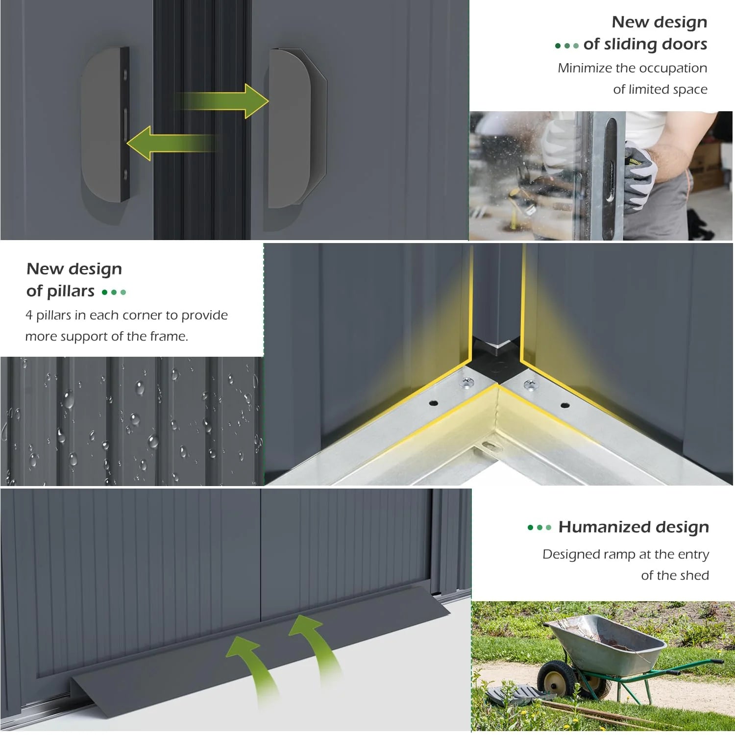 AECOJOY 12' x 14' Outdoor Storage Shed with Sliding Door, Metal Storage Tool Shed